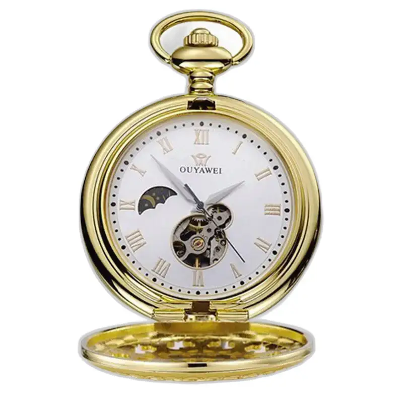 Montre à gousset mécanique luxe vintage homme en or teinté élégant et raffiné