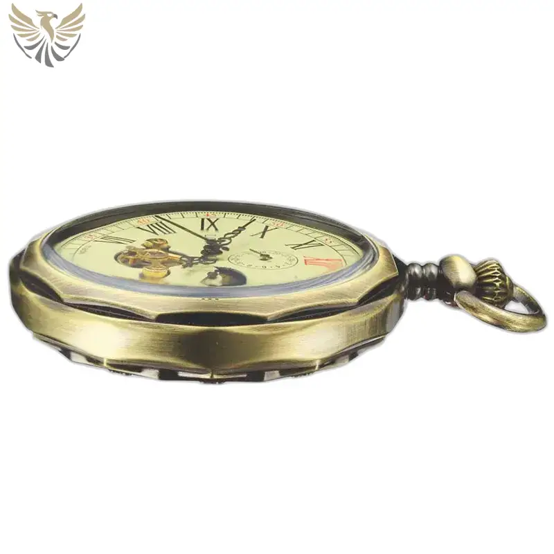 Montre à gousset Mécanique Phase Lunaire Luxe en bronze antique élégant