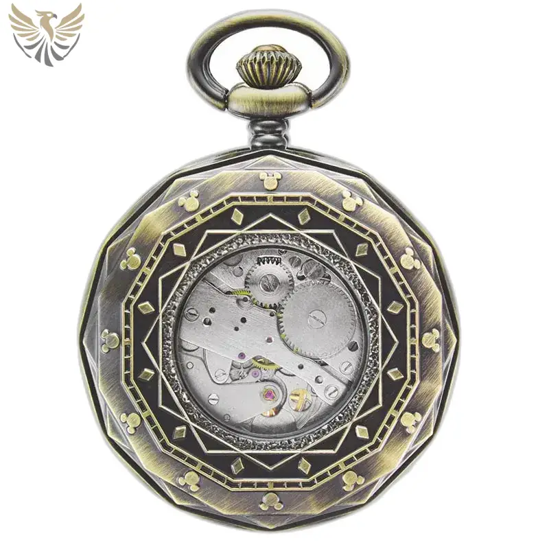 Montre à gousset Mécanique Phase Lunaire Luxe avec design antique orné