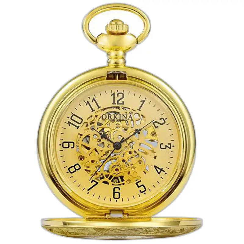 Montre à Gousset Moderne Mécanique Chic avec un boîtier doré élégant