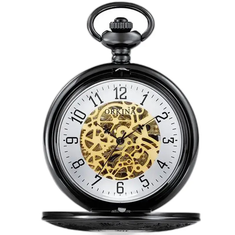Montre à Gousset Moderne Mécanique Chic avec boîtier noir élégant