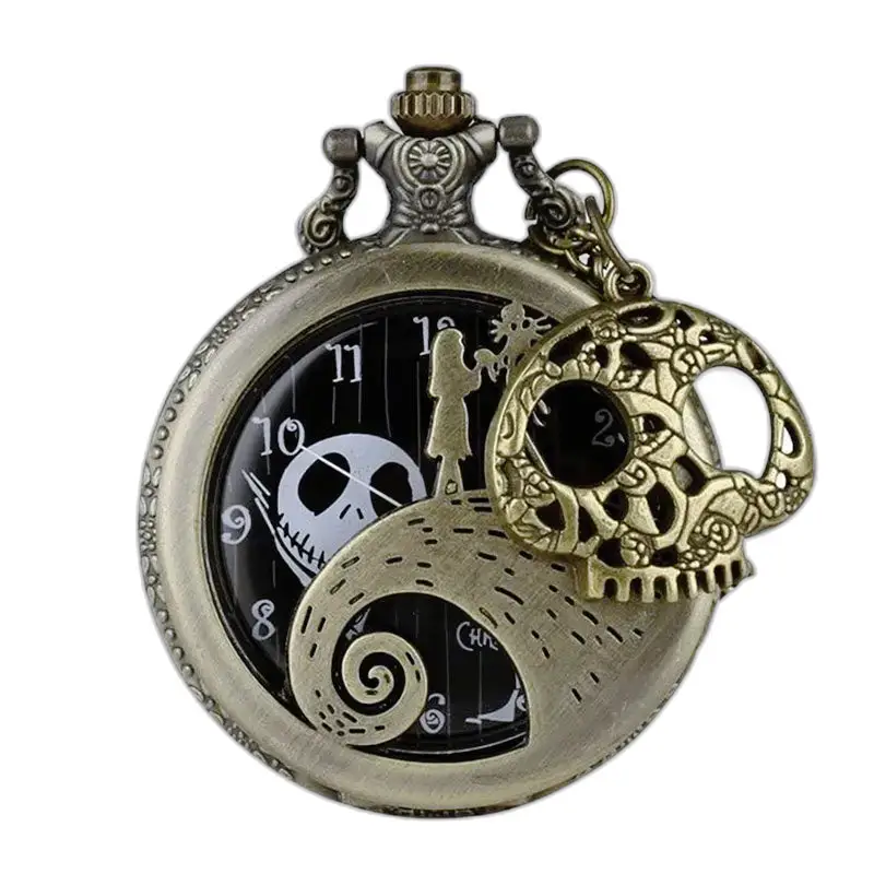 Montre à Gousset Nightmare Before Christmas avec charme crâne, style vintage