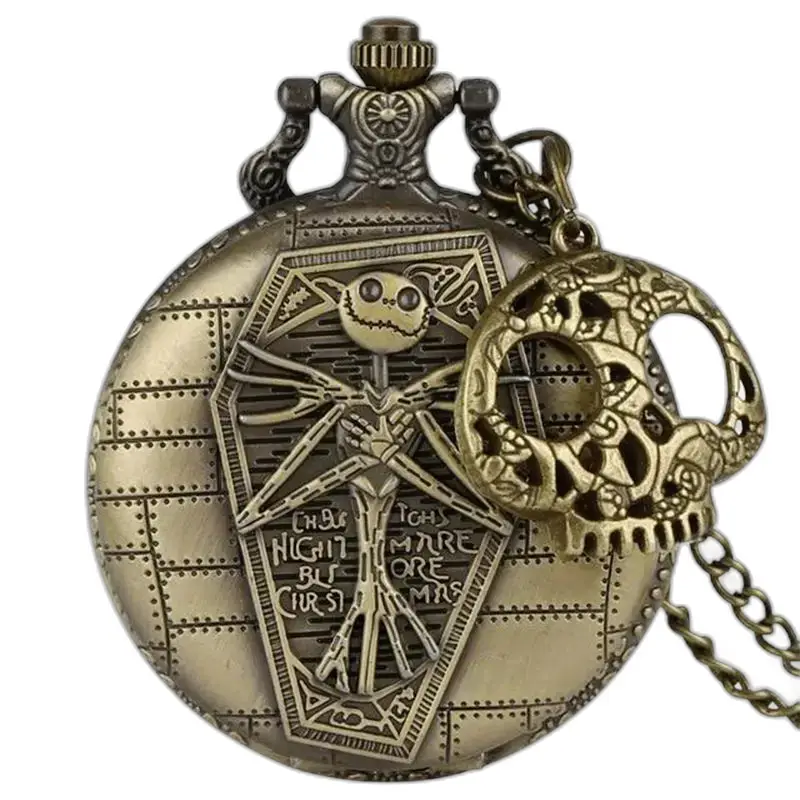 Montre à gousset bronze Jack Skellington design pour un style Nightmare Before Christmas