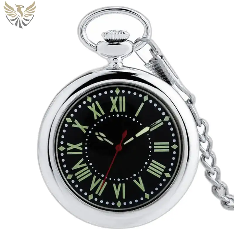 Montre à gousset Quartz Argent avec cadran ouvert et chiffres romains élégants