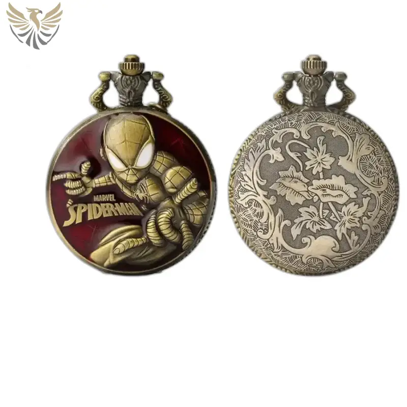 Deux montres à gousset en bronze de la collection Gousset Quartz Marvel Spider Man Vintage