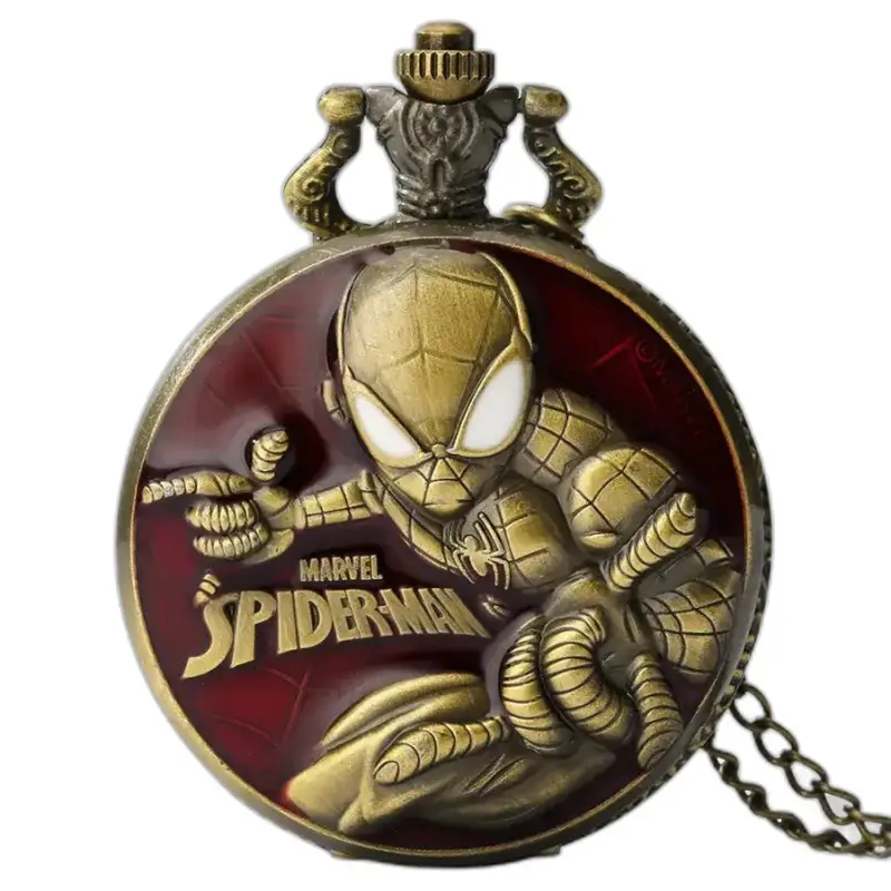 Montre à gousset Quartz Marvel Spider Man Vintage avec design unique du super-héros