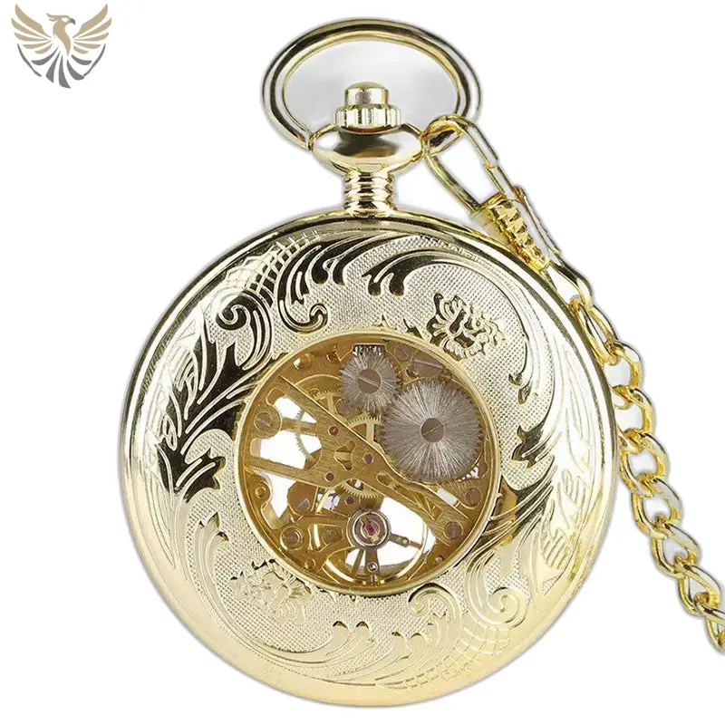 Montre à gousset Royauté Mécanique Luxe Or avec mouvement mécanique et chaîne en or