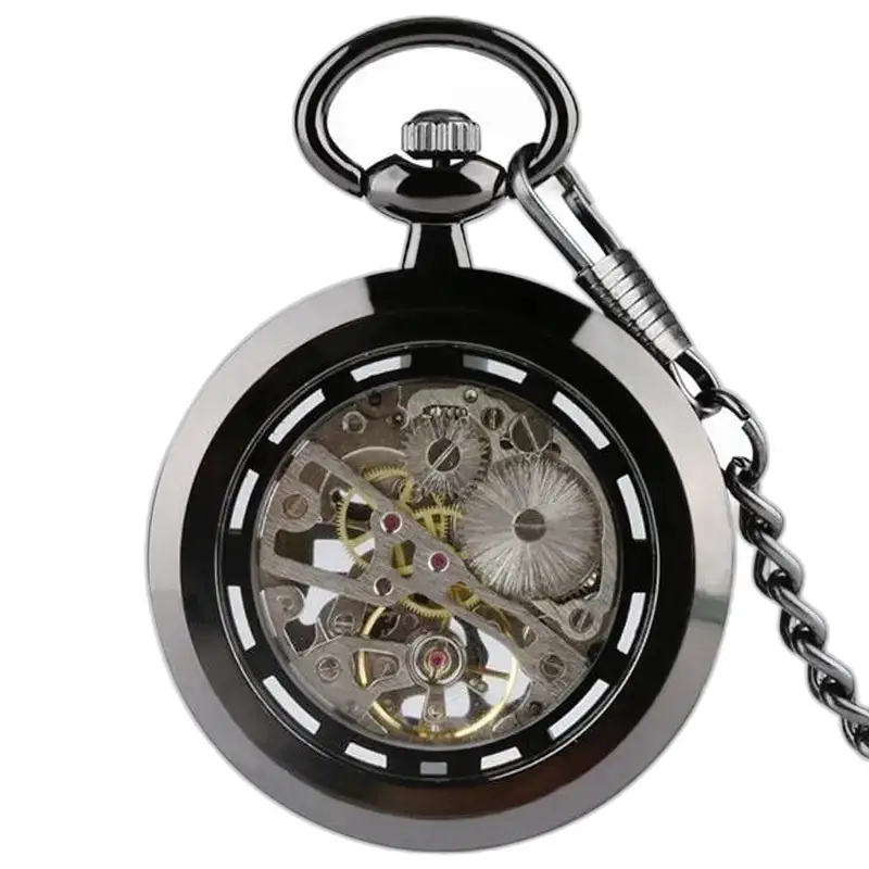 Montre à gousset Squelette Chic Mécanique avec finition gunmetal raffinée