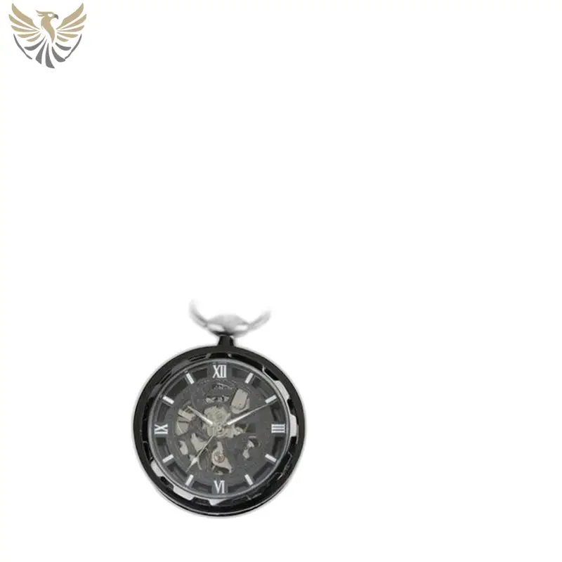 Montre à Gousset Squelette Chic Mécanique avec un design noir élégant