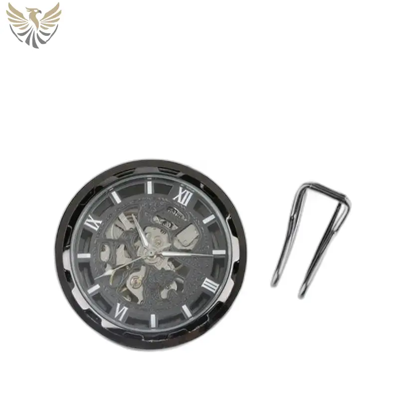 Montre à gousset squelette mécanique élégante avec support, idéale pour collectionneurs