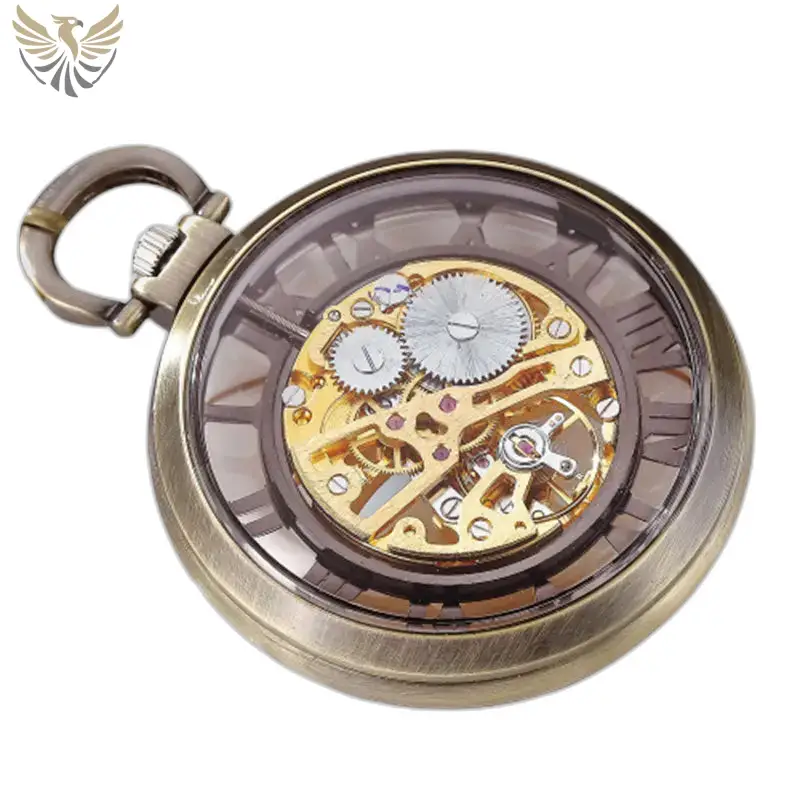 Montre à Gousset Squelette Mécanique Luxe avec un cadran transparent et design élégant