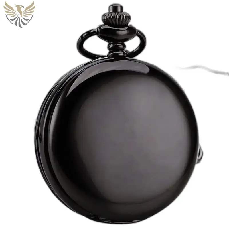 Montre à gousset steampunk double demi chasseur chic avec finition noire élégante