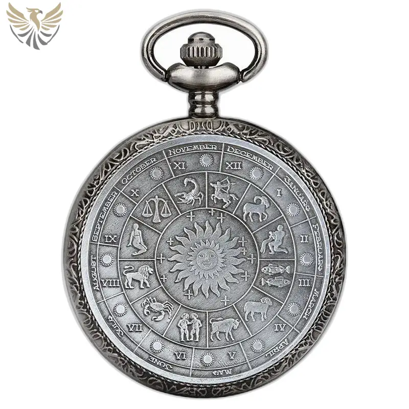Montre à gousset Zodiaque en argent au style vintage élégant et intemporel