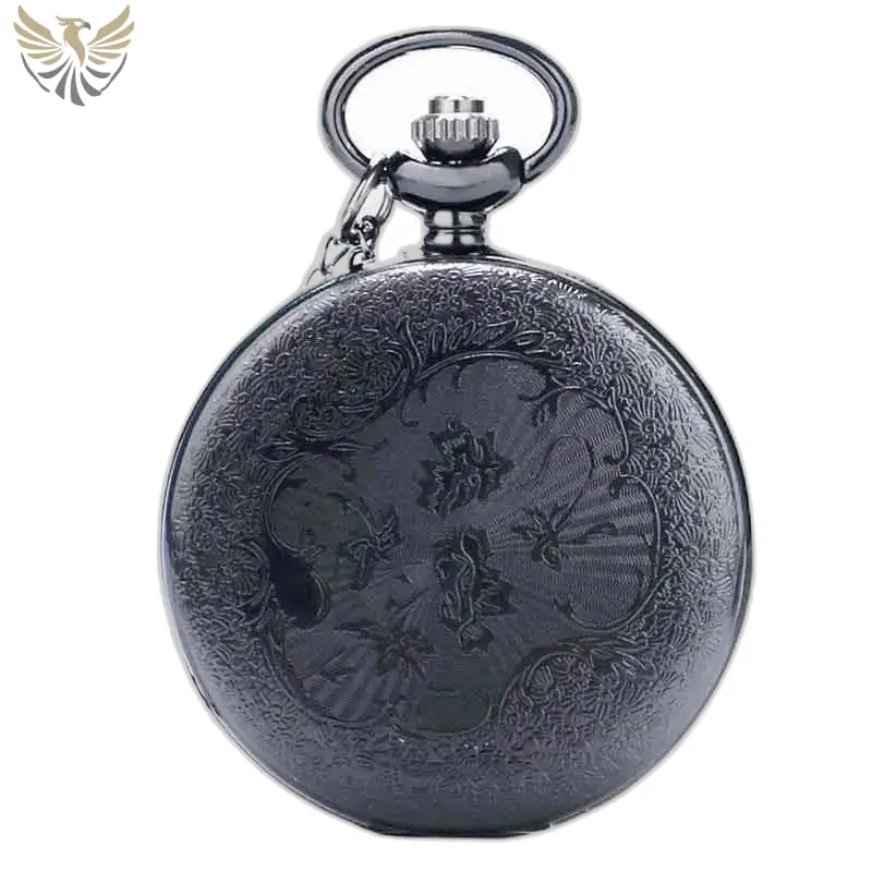 Montre à Poche à Gousset Steampunk Cobalt avec motif floral noir élégant