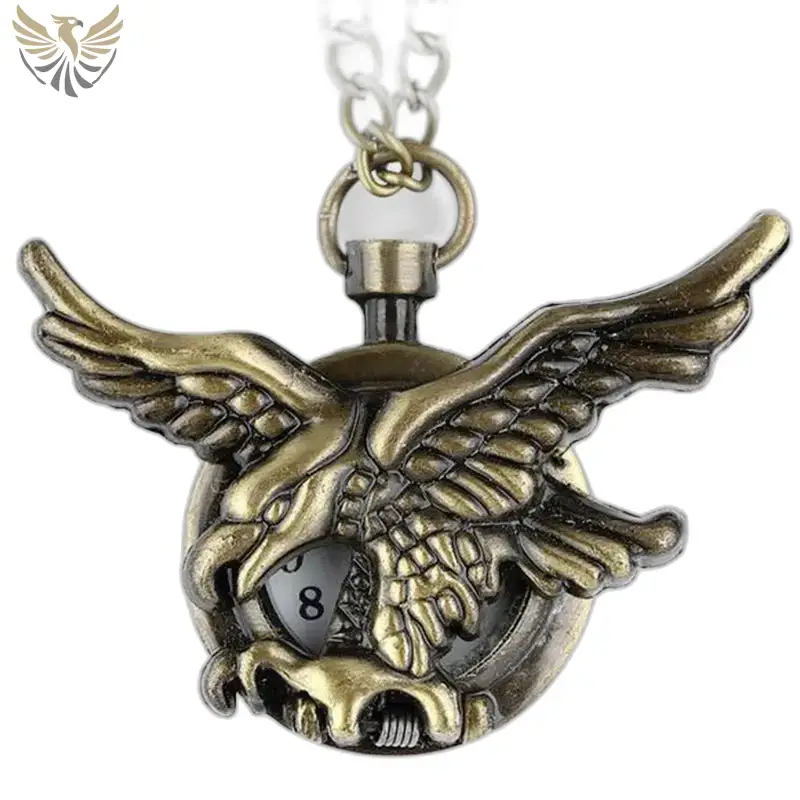 Montre Aigle Vintage en bronze avec pendentif aigle élégant sur une chaîne