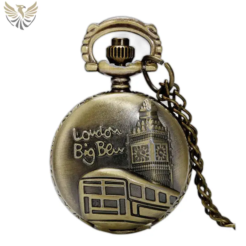 Montre Collier Big Ben Bronze Fantaisie avec un design de Londres en ton bronze
