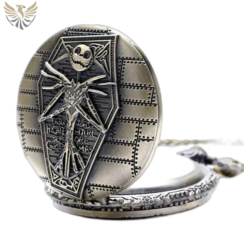 Montre Collier Cauchemar avant Noël en Bronze avec design inspiré de Jack Skellington