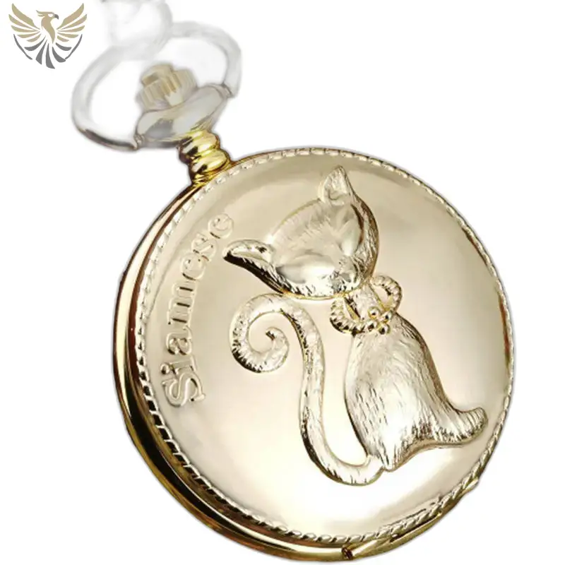 Montre Collier Chat Chinois Or Fantaisie, montre collier chat avec design félin élégant