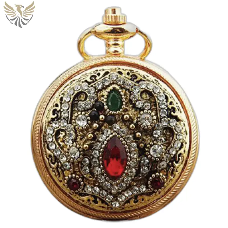 Montre collier Chic Royale pour Homme Femme avec montre en or ornée de pierres précieuses