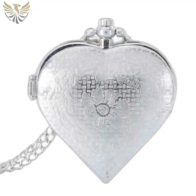 Montre collier en argent avec cœur photo, élégant pendentif pour femme