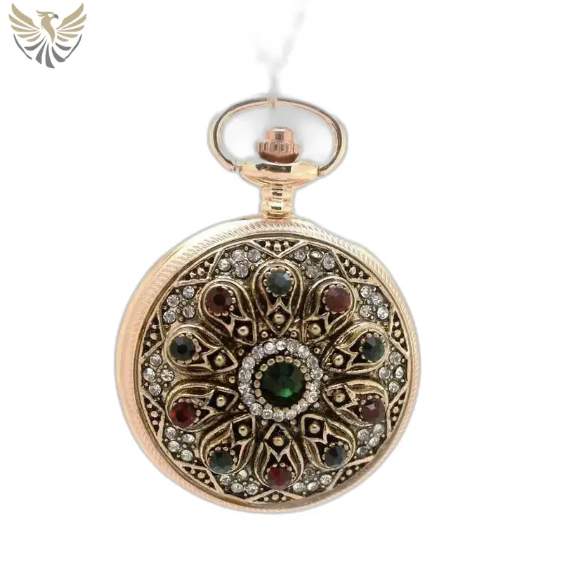 Montre Collier ornée de diamants et pierres précieuses avec mécanisme à quartz élégant