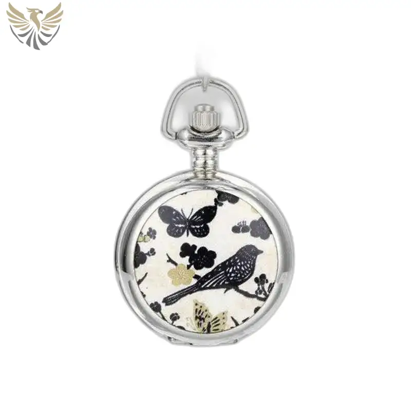 Montre Collier élégante avec design oiseau et papillon, mouvement à quartz