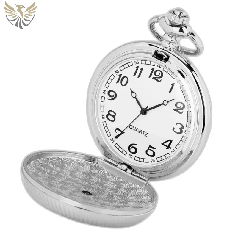 Montre Collier Fleur Chic Mandala Bleu avec montre collier en argent et couvercle ouvert