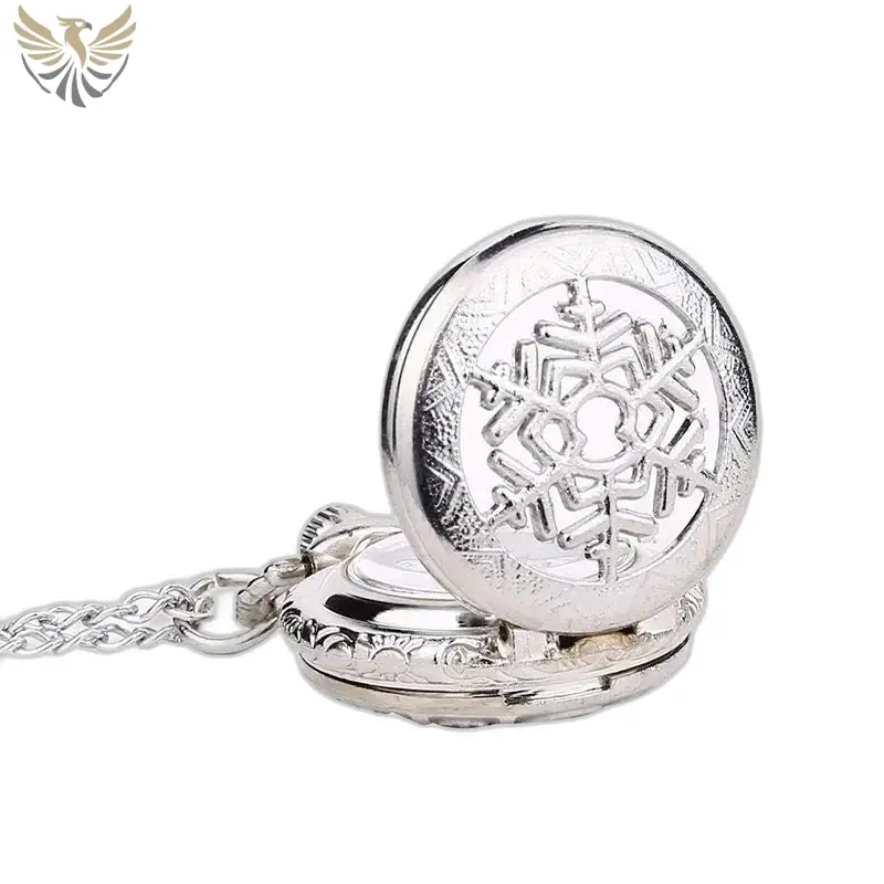 Montre collier flocon argenté en forme de flocon pour homme et femme