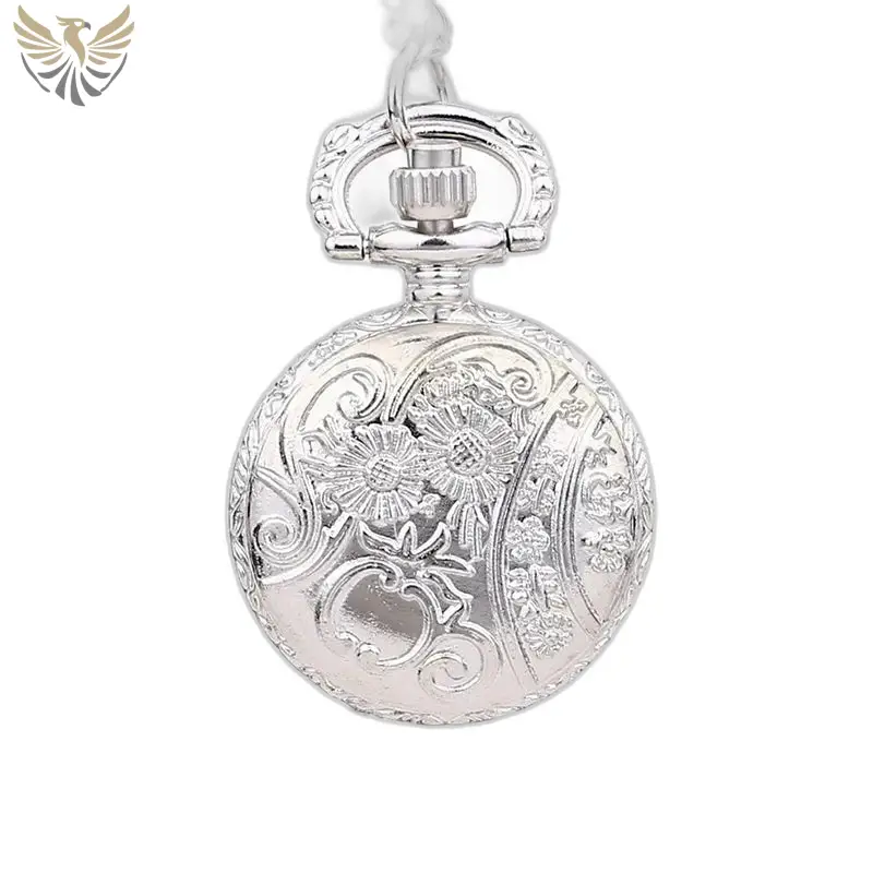 Montre Collier Flocon Chic Argent Homme Femme avec un élégant cadran floral en argent