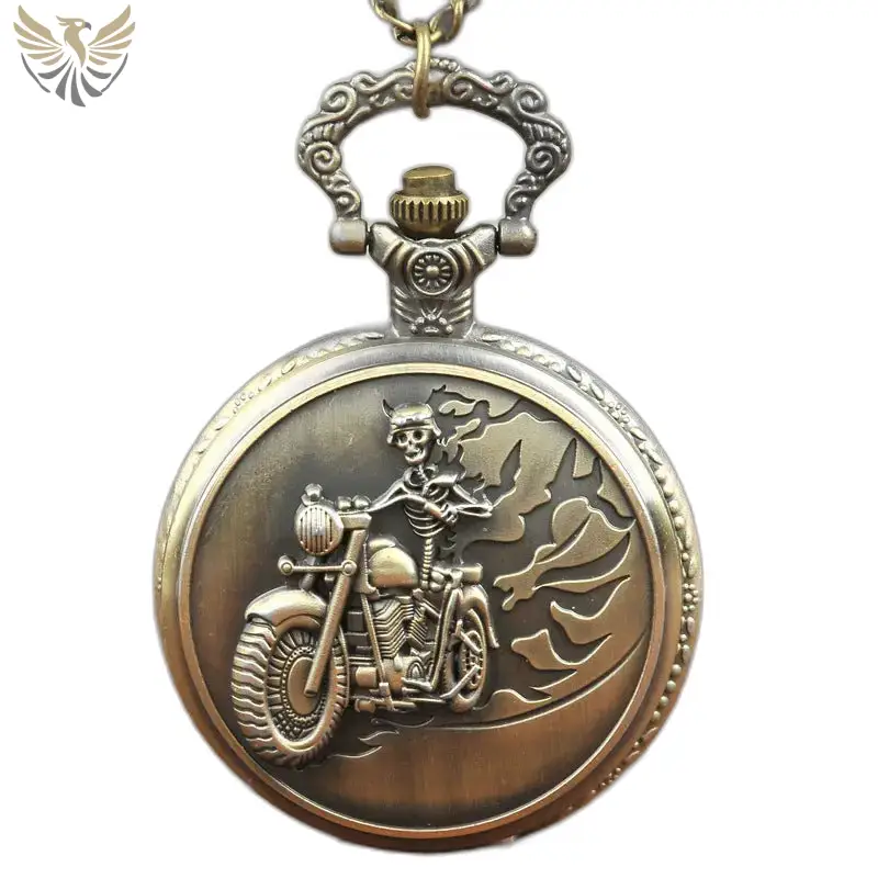 Montre collier Harley Davidson en bronze avec design de biker à affichage analogique