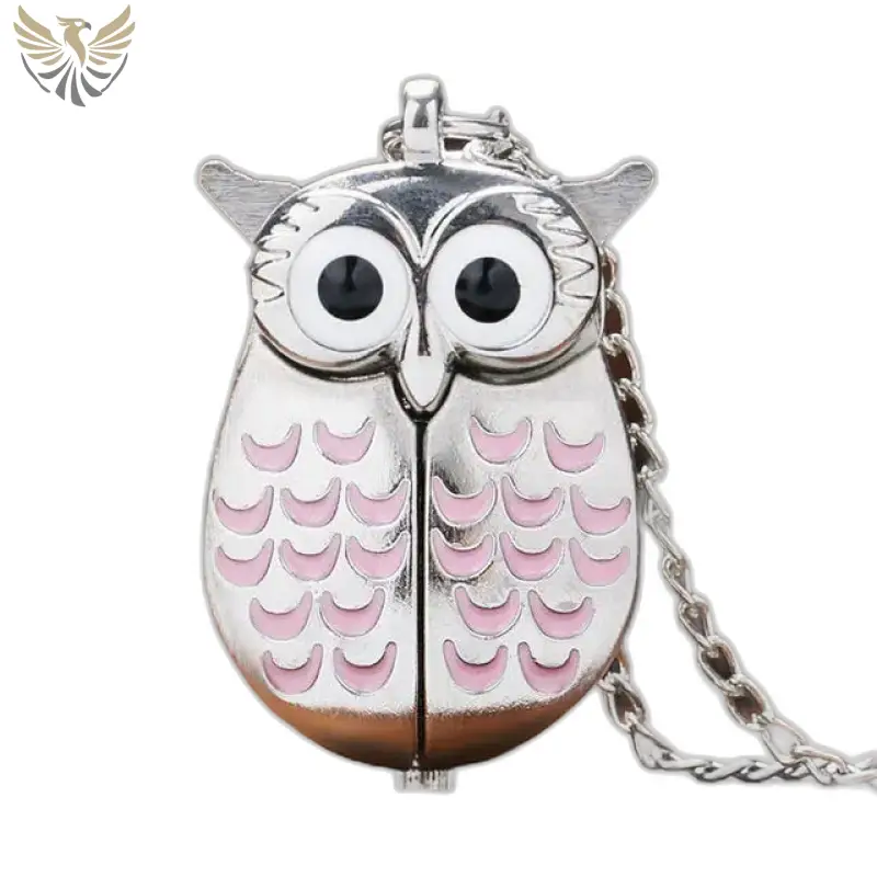 Pendentif hibou en argent sur montre collier vintage bronze noir élégant