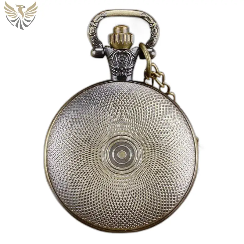 Montre Collier Metallique Loup à Gousset Bronze avec clapet protecteur orné