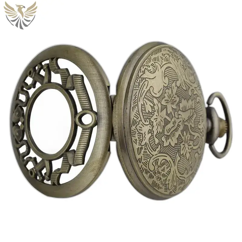Montre Collier My Little Flower en bronze avec montre antique ouverte