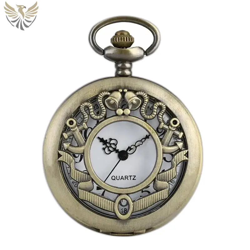 Montre Collier My Little Flower en bronze avec un design de montre de poche antique