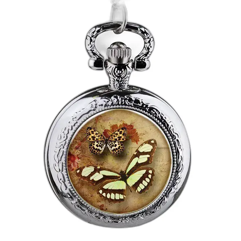 Montre collier papillons élégante en acier inoxydable avec design de papillon
