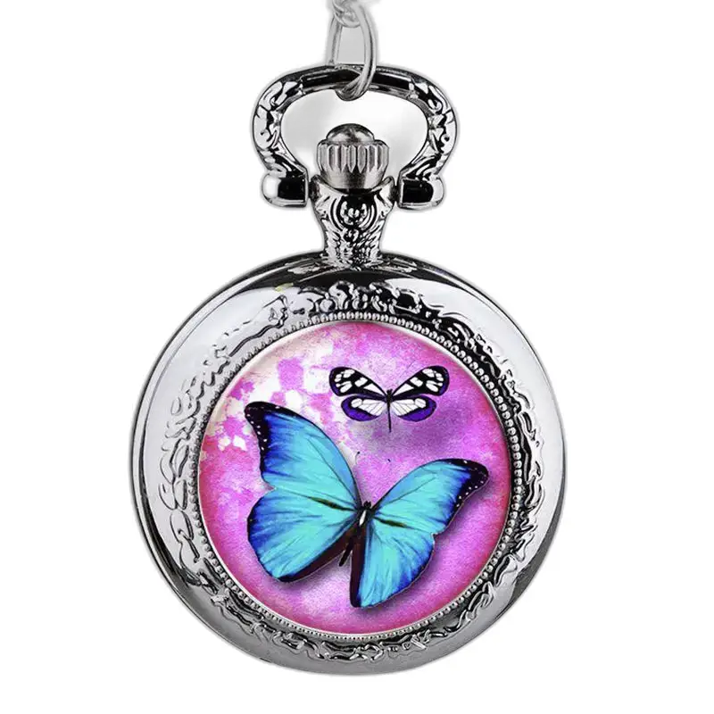 Montre collier papillons élégante en acier inoxydable avec design de papillon
