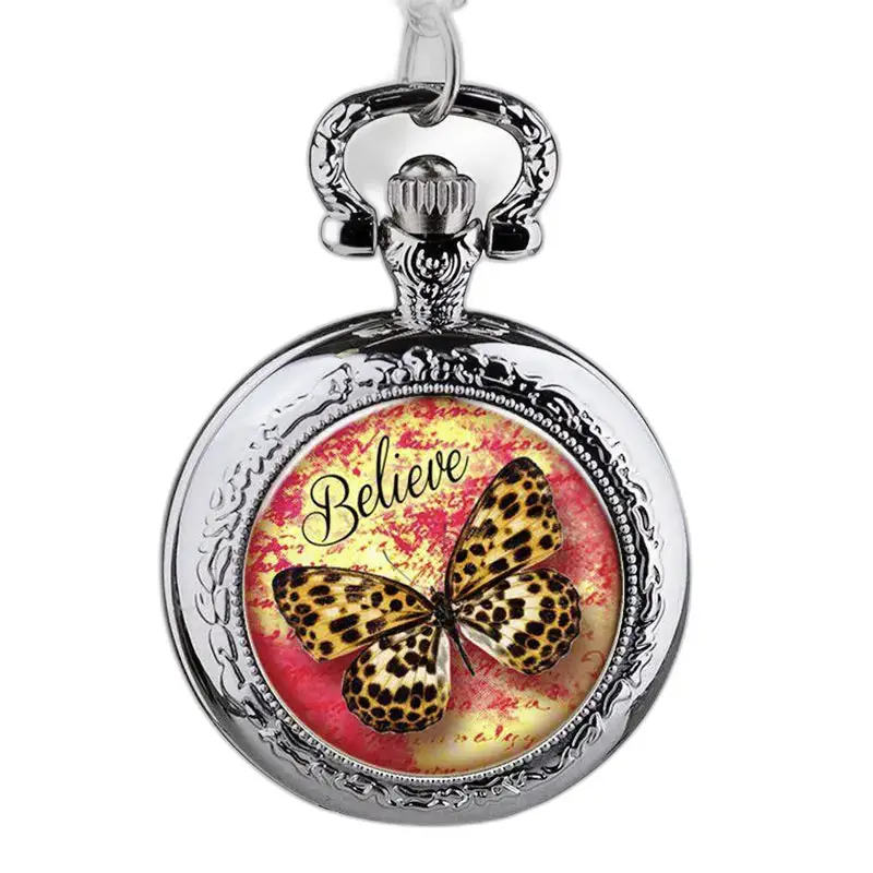Montre collier en acier inoxydable avec design papillons unique et élégant