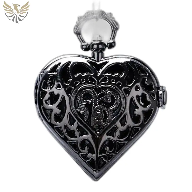 Pendentif cœur argent noir du Montre Collier Pendentif pour un look élégant