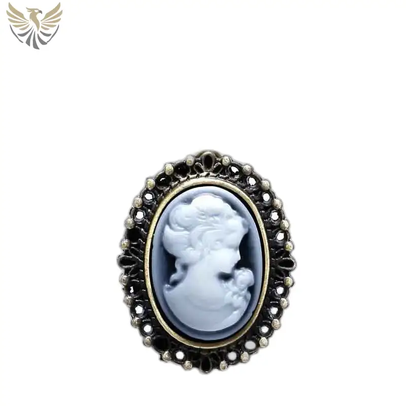 Broche en camée ovale avec bordure en filigrane pour montre collier pendentif
