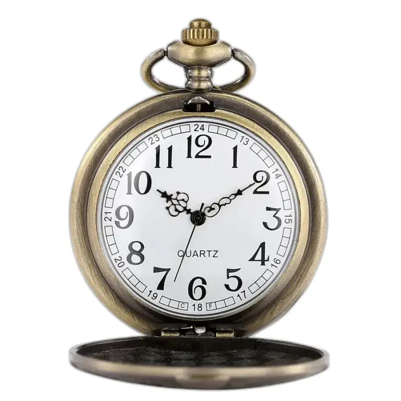 Montre Collier Quartz Fantaisie Bronze avec un style d’horloge de poche antique