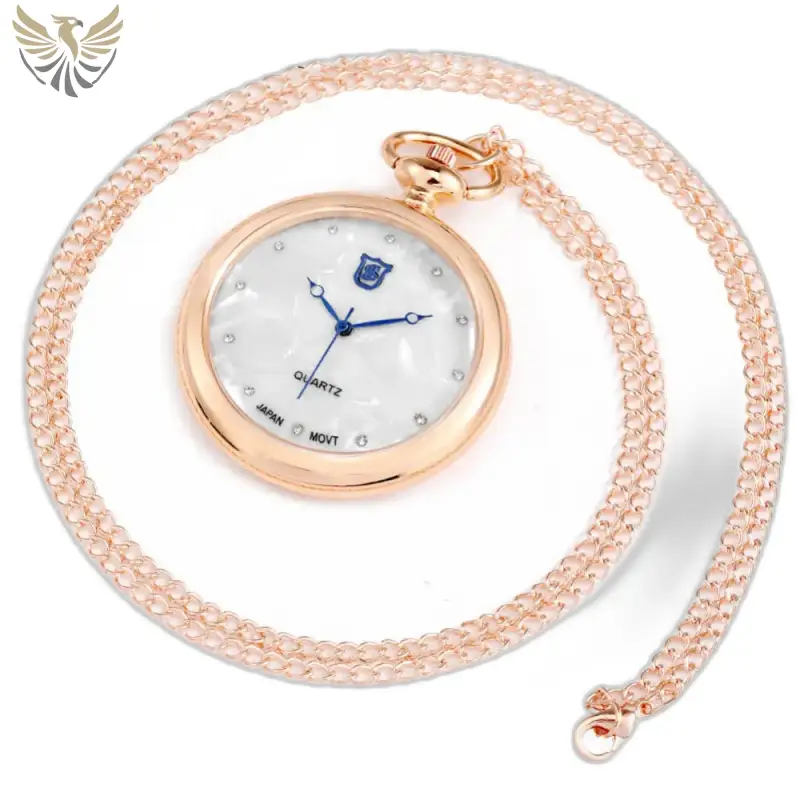 Montre collier Quartz Lady Rose Moderne avec chaîne et élégante montre à gousset rose doré