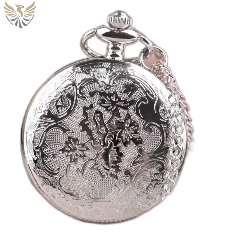 Montre Collier Romantic avec une montre de poche en argent gravée florale