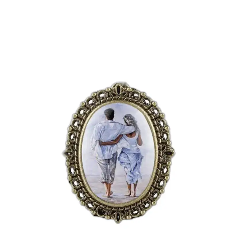Cadre photo ovale avec couple, Montre Collier Romantique pour Homme et Femme