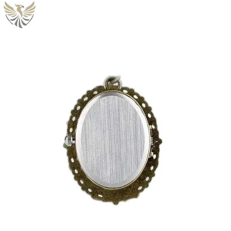Montre collier romantique, montre pendant ovale avec cadre orné pour homme et femme
