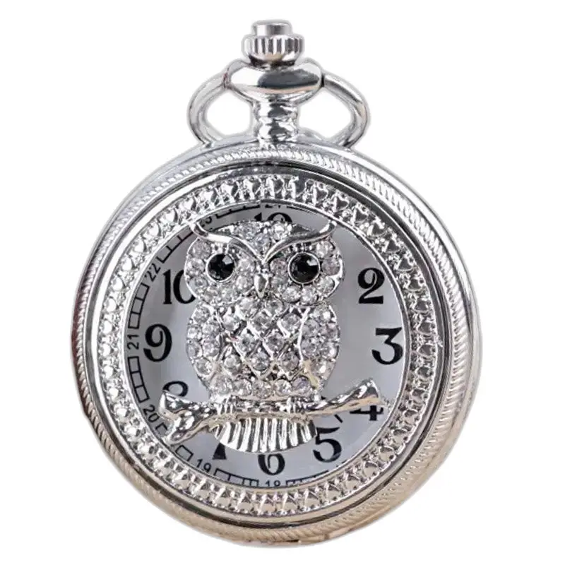 Montre collier Rose Pretty Owls avec montre argentée en forme de hibou vintage