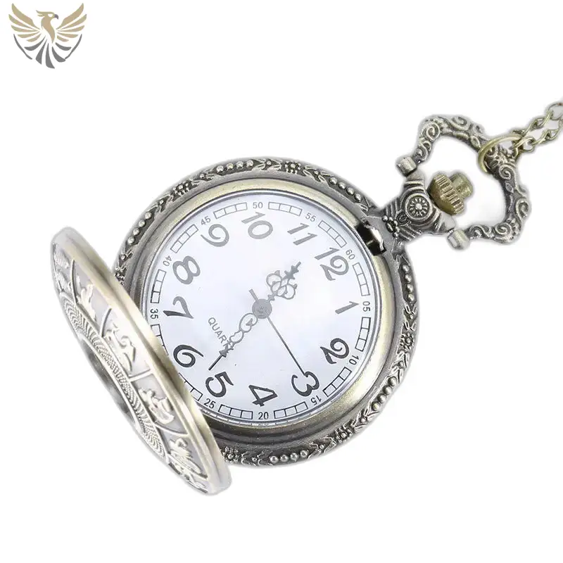 Montre Collier Vintage Quartz Zodiaque Chinois avec une élégante montre de poche en argent