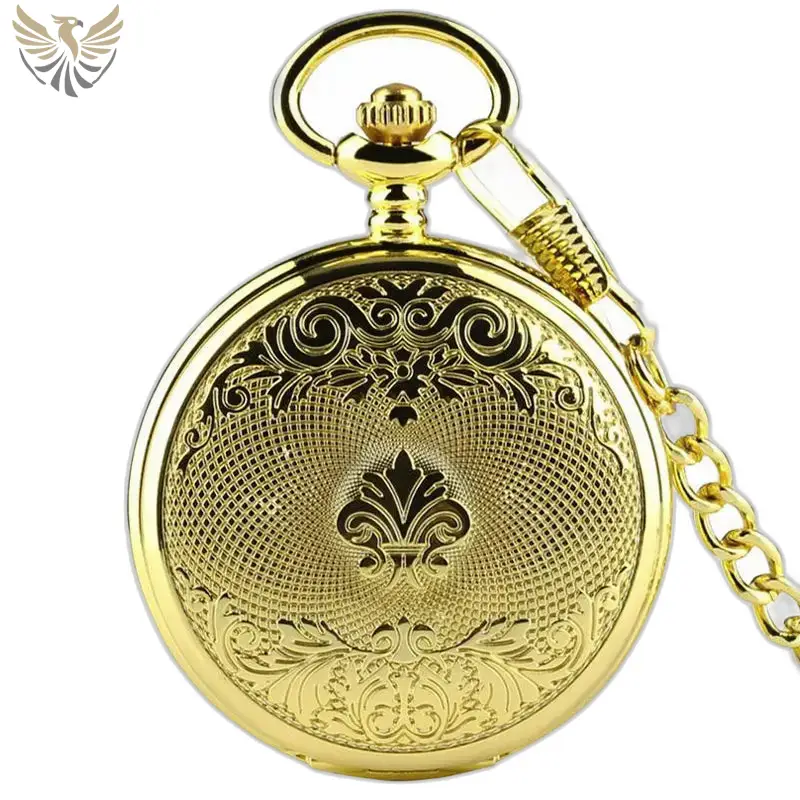 Montre de Gousset Luxe Or Homme Femme, décoré d’écussons royaux avec chaîne élégante