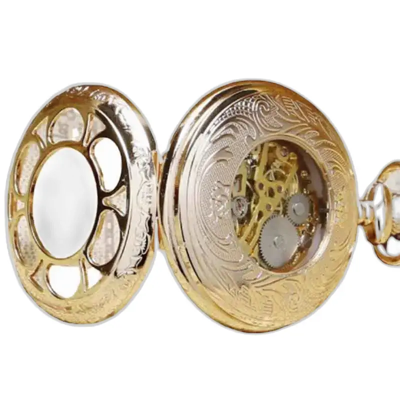 Montre de Poche à Gousset Émeraude d’or Luxe avec mécanisme visible en or