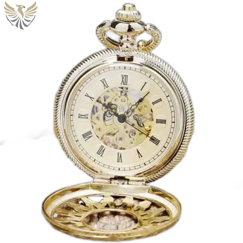 Montre de Poche à Gousset Luxe Diamant avec cadran doré et chiffres romains