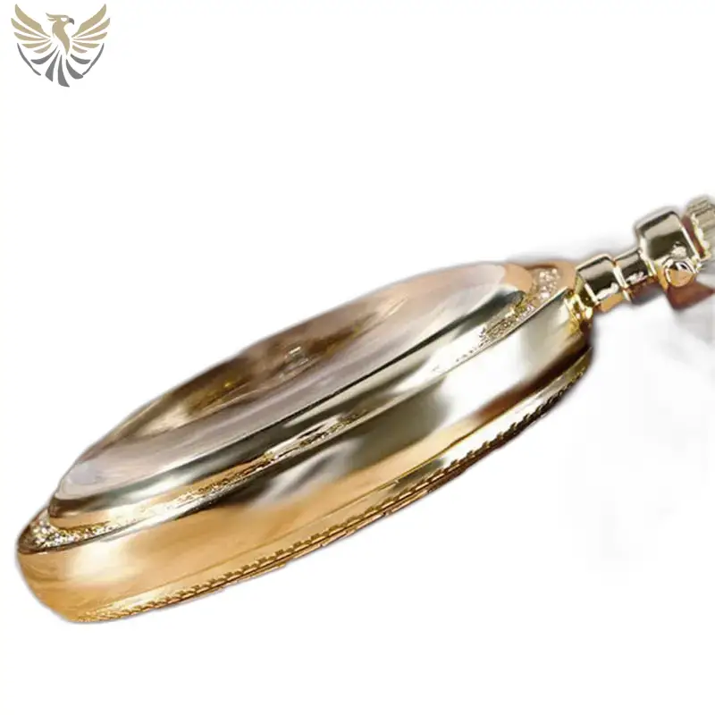 Montre de Poche à Gousset Luxe Saphir D’or, montre dorée élégante et raffinée